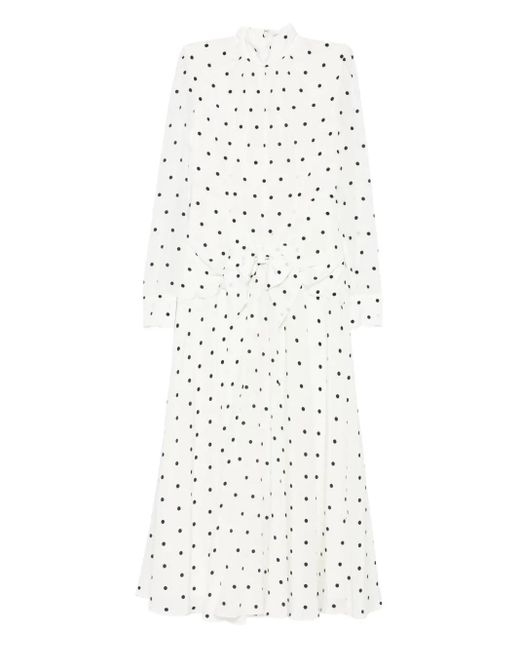 Abito A Pois Con Cintura di Alessandra Rich in White
