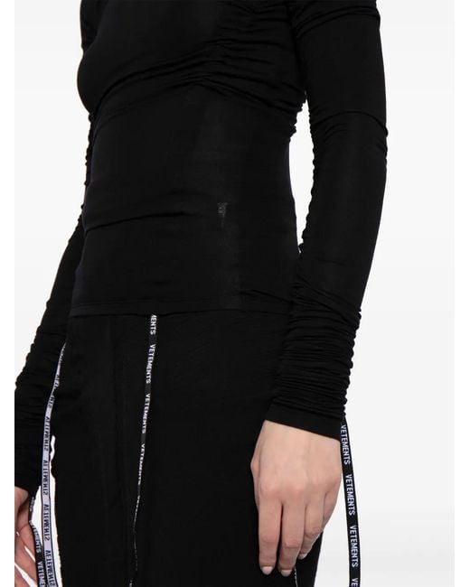Vetements Black Logo-Strap Roll-Neck Top