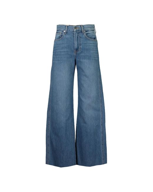 Veronica Beard Blue Wide-Leg Taylor Palazzo Pants