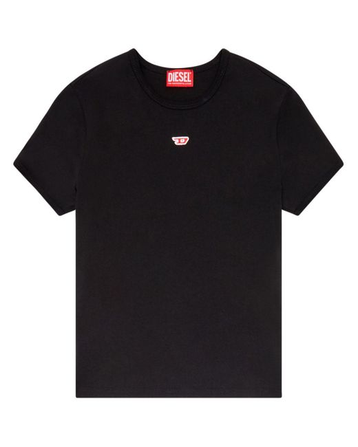 DIESEL Black T-Shirt mit Logo-Stickerei