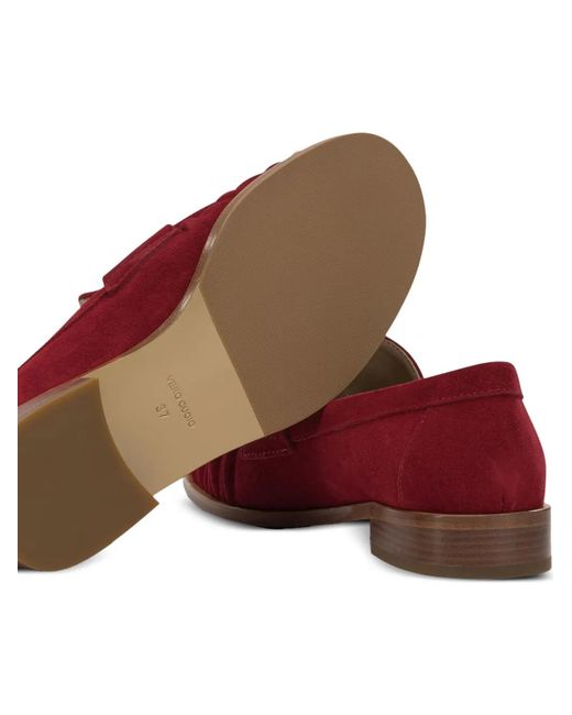 strategia shoes Red Suede Penny Loafers
