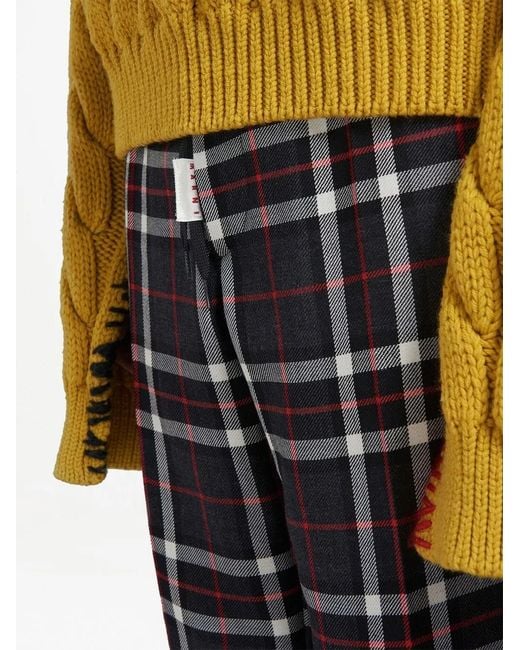Marni Blue Checked Wide-Leg Trousers for men