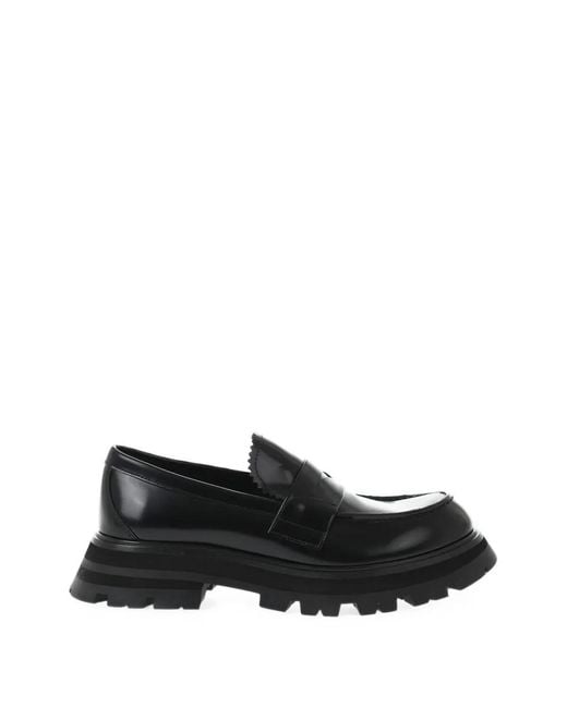 McQueen Black Lug-Sole Penny-Sole Loafers