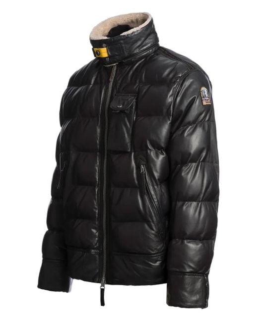Parajumpers Black Gian Leather Jacket for men