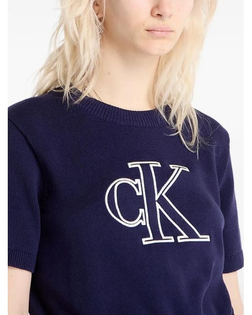 Calvin Klein Blue Logo-Print Top