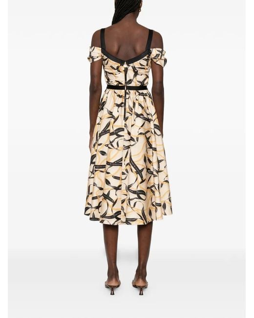 Elisabetta Franchi White Printed Cotton Midi Dress