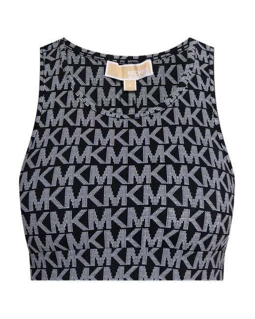 MICHAEL Michael Kors Black Logo-Print Racer-Back Top