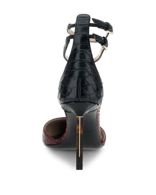Tom Ford Metallic Ankle Strap Stiletto Heel Pumps