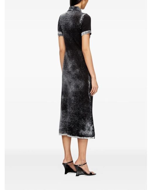 DIESEL Black Midi Dress With Button Placket