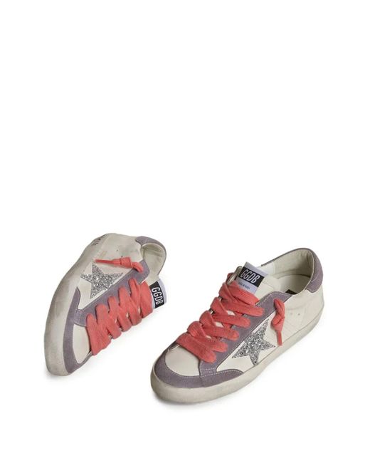 Golden Goose Deluxe Brand Brown Super Star Glitter-Star Leather Sneakers