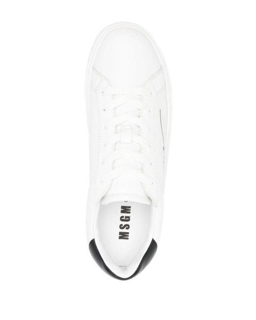 MSGM White Iconic Leather Sneakers for men