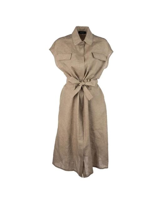 Fabiana Filippi Natural Abiti Belted-Detail Midi Dress
