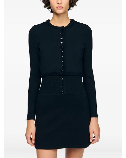 Sandro Geribbeld Vest Met Knoop in het Black