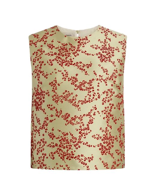 Alberta Ferretti Green Floral-Print Sleeveless Top