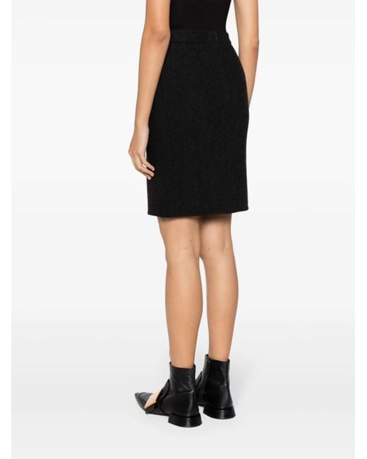 Jil Sander Black High-Waist Herringbone Skirt