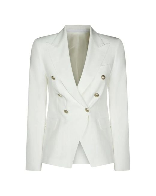 Tagliatore White Button Double-Breasted Blazer
