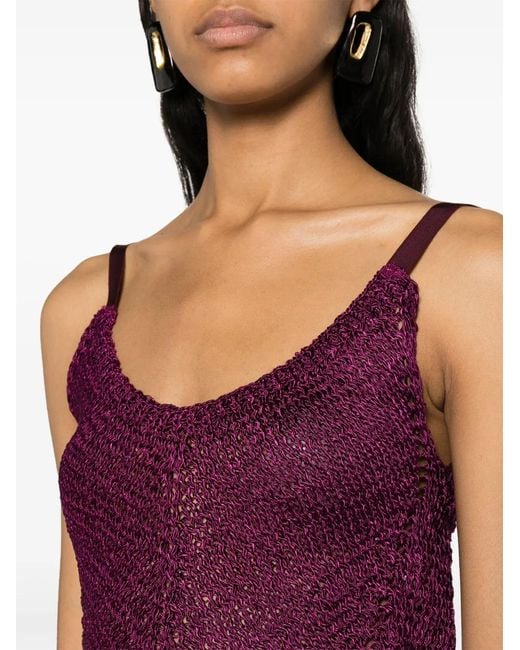 Forte_forte Purple Cropped Crochet Top