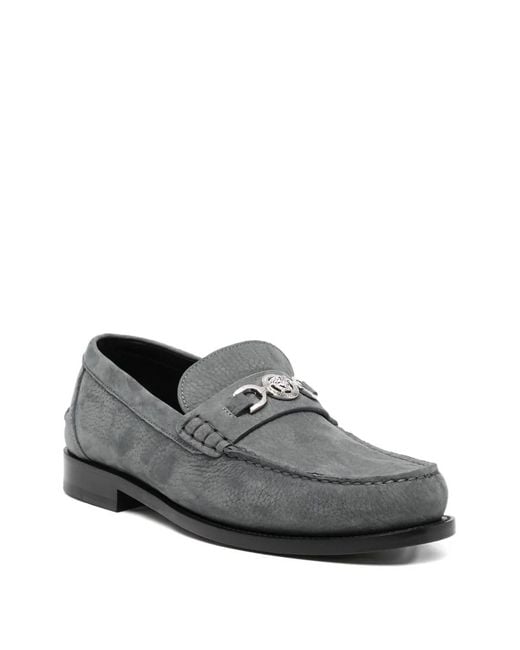 Versace Gray Medusa '95 Leather Loafers for men