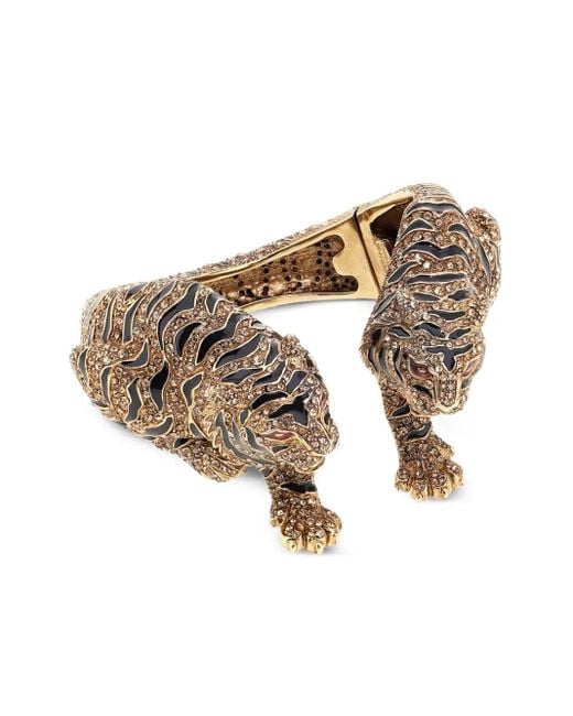 Roberto Cavalli Metallic Tiger-Motif Cuff Bracelet