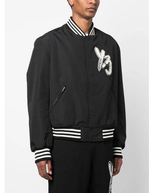 Y-3 Black Logo-patch Bomber Jacket for men