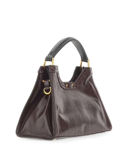 Gianni Chiarini Brown Medium Aurora Striped-Effect Shoulder Bag