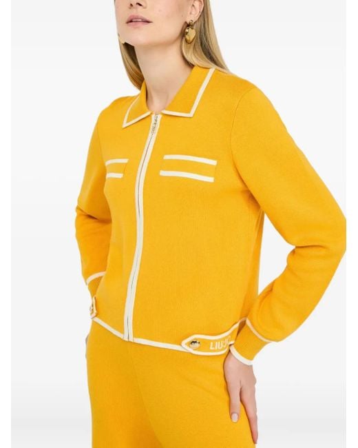 Liu Jo Yellow Zip-Up Cardigan