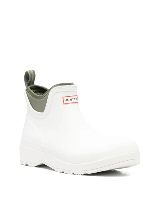 Hunter White 35Mm Logo-Patch Rain Boots