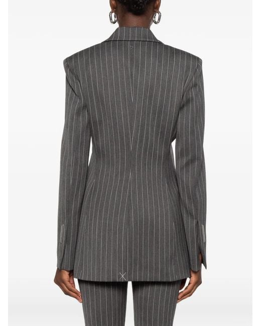 Dondup Gray Pinstripe-Pattern Peaked-Lapels Blazer
