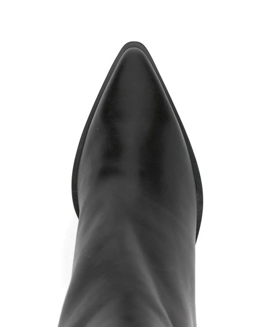 Pomme D ́Or Black Pointed-Toe Block-Heel Boots