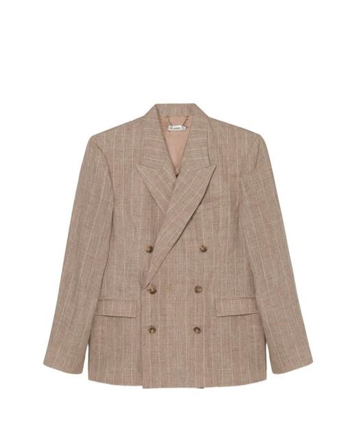 Jonathan Simkhai Brown Lucas Striped Double-Breasted Blazer for men