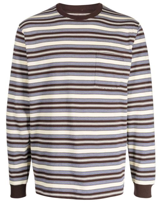 Beams Plus Chest-pocket Striped Cotton T-shirt in Gray for Men | Lyst