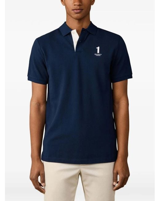 Hackett Blue Logo-Print Polo Shirt for men