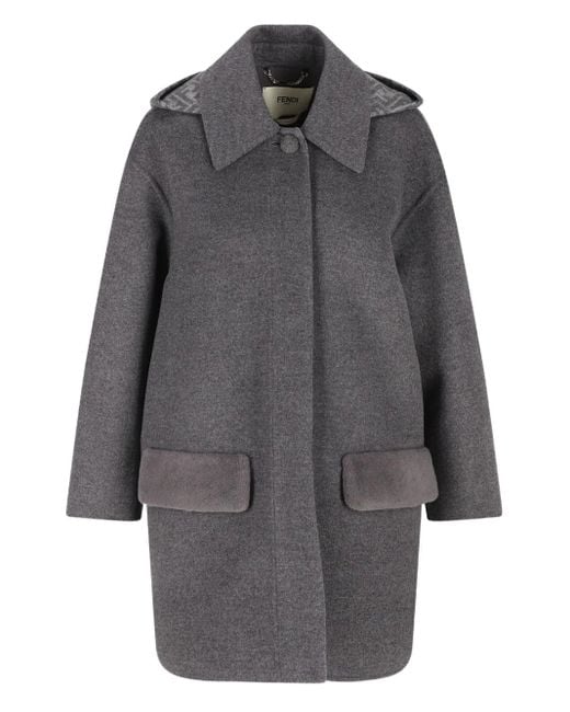 Fendi Jas Met Capuchon En Klepzak in het Gray