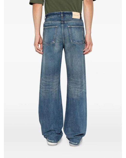McQueen Blue Cotton Washed Jeans for men