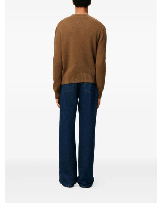 AMI Brown Ami-De-Coeur Crew-Neck Sweater for men