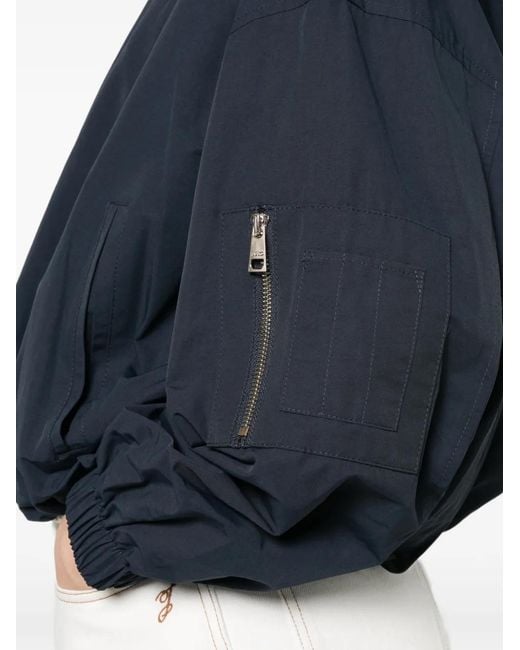 Liu Jo Blue Nylon Bomber Jacket With Hood