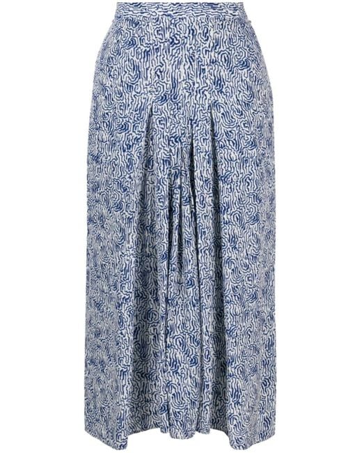 Isabel Marant Blue Eolia Abstract-print Midi Skirt