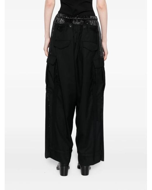 Junya Watanabe Black Pleated-Panel Cargo-Pocket Trousers