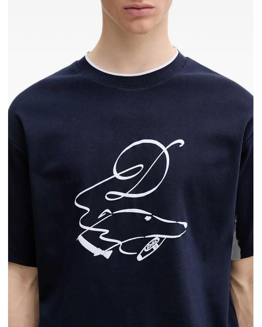 Drole de Monsieur Blue Graphic-Print T-Shirt for men