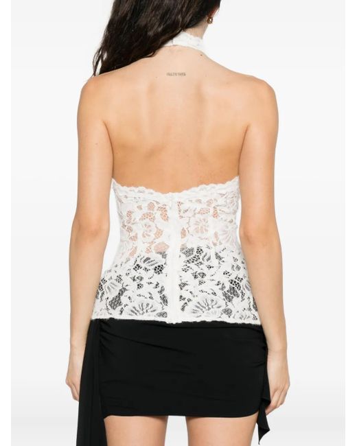 MANURI White Cherie Lace High-Neck Top