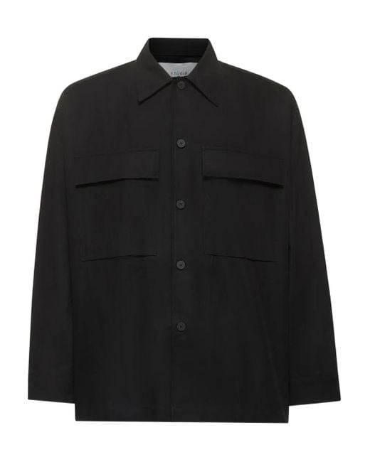 Studio Nicholson Black Cotton-Blend Shirt for men