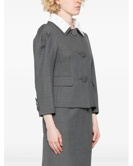 ShuShu/Tong Gray Sequinned-Collar Jacket