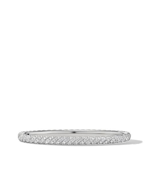 David Yurman White Bracelet Jonc Sculpted Cable En Or Blanc 18Ct Pavé De Diamants (4,6 Mm)