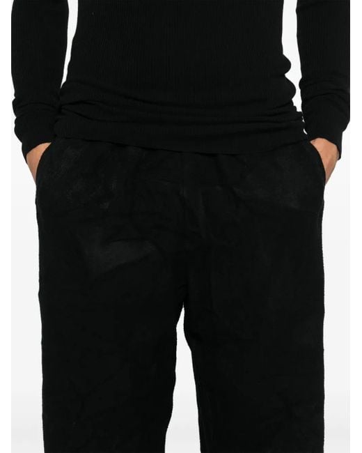 Balenciaga Black Crinkled-Effect Track Pants for men
