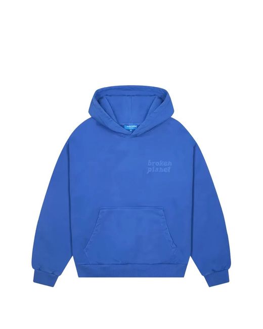 BROKEN PLANET Blue Basics Logo-Print Hoodie