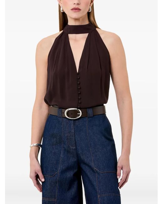 Top Sumira con botones y lazo en el cuello Nicholas de color Black