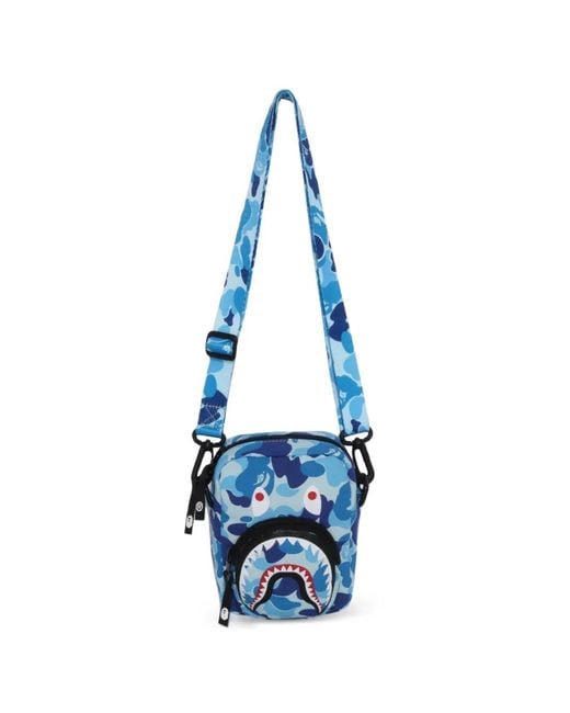 A Bathing Ape Blue Abc Camo Shark Messenger Bag for men