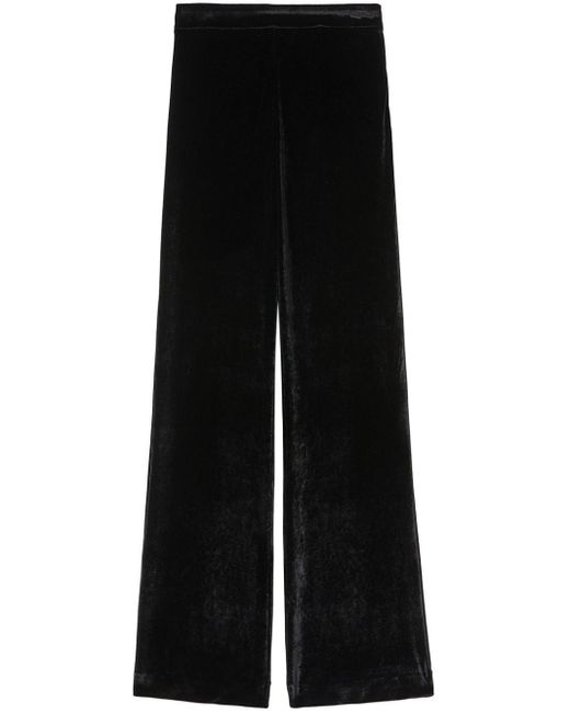 Jil Sander Black Wide-leg Velvet Trousers - Women's - Elastane/viscose/polyamide