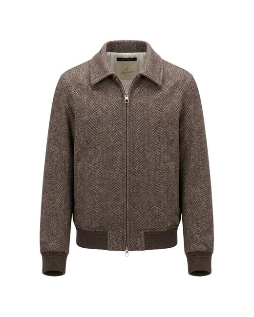 Montecore Gray Herringbone-Pattern Zip-Up Jacket for men