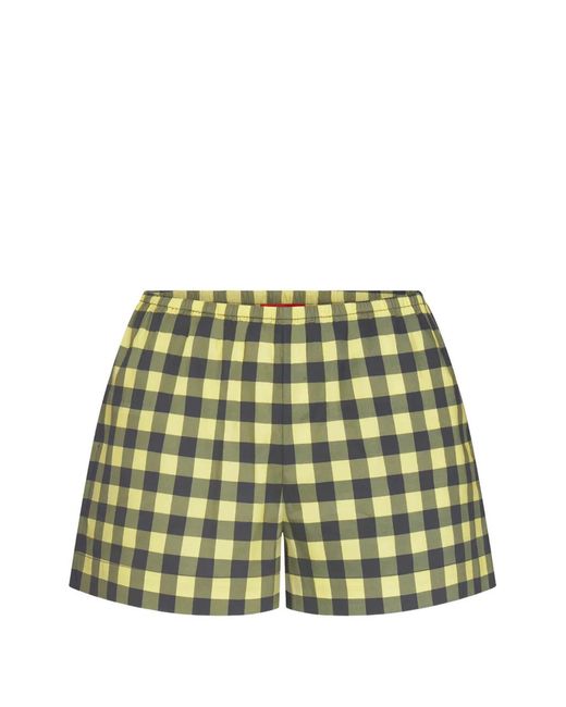 Simon Miller Green Syd Gingham Mini Shorts